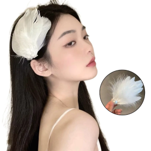 Cute Feather Shape Hairpins Hot Girls White Feather Hair Clip Spring Summer Hair Clip for Woman Ponytail Hair Clip