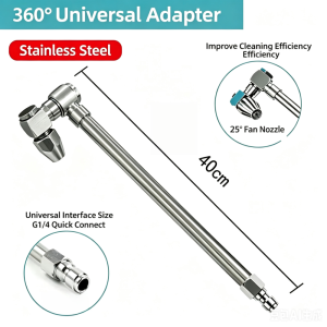 KEYOOL 25° Fan Nozzle Air Conditioner Cleaning Wand Dual 360° Swivel 1/4" Quick Connect HVAC Coil Cleaning Nozzles Universal Stainless Steel Spray Wand For Car Washing