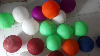 lampion benang paket 16 biji ukuran 15 cm merah putih