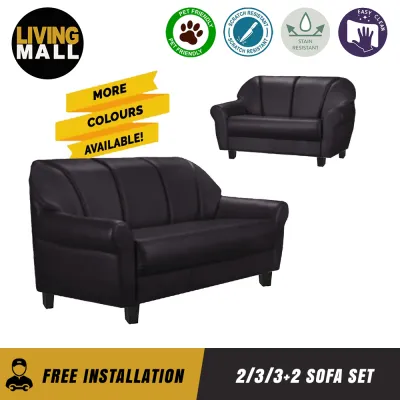 LIVINGMALL VIOLA 2-Seater 3-Seater Sofa Set with High Quality Synthetic Leather in 6 Colours