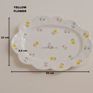 Yepa Coquette Ribbon Plate Ceramic Aesthetic/Piring Keramik Oval Motif Pita Ala Cafe Korea/Perlengkapan Makan Estetik/Korean Tableware Vintage/Dessert Dish Plate/Piring Kue Dessert Property foto Konten