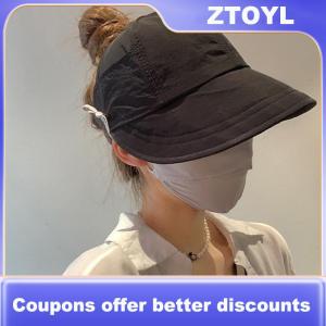 【ZTOYL】 หมวกกันแดดหางม้าปีกกว้างพับได้หมวกแก๊ปปรับได้หมวกชาวประมงแห้งเร็วสำหรับผู้หญิงหมวกชายหาด