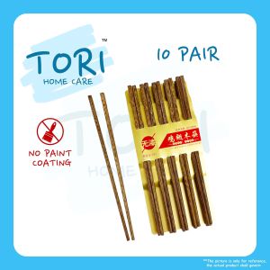 TORI HOME Chinese Wooden Chopstick 10 Pairs | Chopstick Set | Natural Wooden Chopstick | 红木 鸡翅木筷子