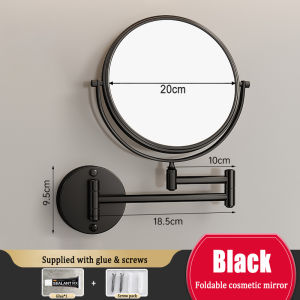 YT Bathroom Makeup Mirror HD Foldable Mirror Wall Mounted Drilling/Drill-free Installation