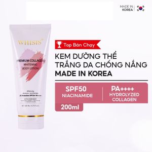Kem Body Dưỡng Trắng Da Chống Nắng Nâng Tone Tức Thì WHISIS Premium Collagen Whitening Body Lotion 200ml SPF50+ PA++++- LYLYGA BEAUTY