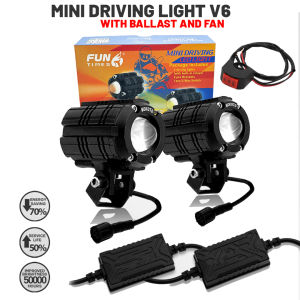 MINI DRIVING LIGHT V6 TRI-COLOR WATERPROOF MDL HIGH AND LOW BEAM 30W UNIVERSAL FOR MOTORCYCLE 2PCS