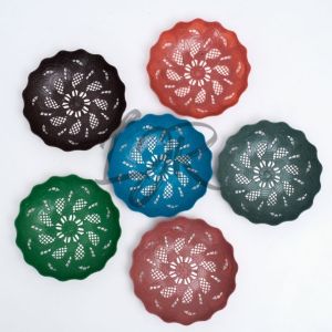 Termurah motif bunga Matahari piring rotan plastik lusinan 12 pcs anyaman warna acak Tebal