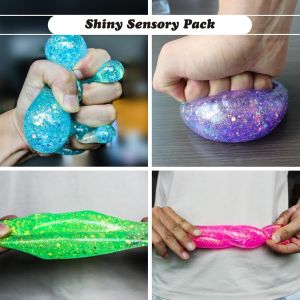 ZEEMIN Slow Rise Glitter Stress Cube Stress Balls Malt Sugar Stress Balls for Adults & Kids ADHD Fidget Toys Anxiety Squishy Toys