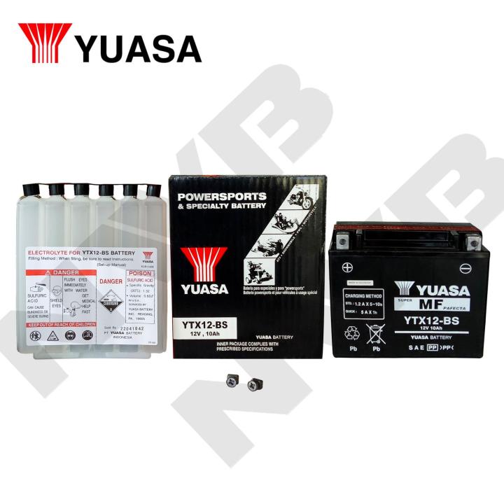 Yuasa YTX12-BS Sealed Battery - 12V 10Ah 180A - For Kawasaki ER-6N 650 2006-2014 & More