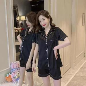 JayJayfashion 3333 ชุดนอนแขนสั้นขาสั้นน่ารักๆ ผ้าซาตินใส่สบายผ้าเพื่อผ่อนคลายในการพูดถึงเกาหลี สไตล์เกาหลี (สินค้าพร้อมส่ง)