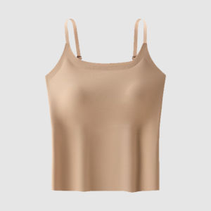 ฟองน้ำในตัว เสื้อคอกลมพื้นฐาน เสื้อท่อนบนสไตล์เกาหลี เสื้อสายเดี่ยวเซ็กซี่ แบบพื้นฐาน เสื้อสายเดี่ยวสวยเซ็กซี่ เนื้อผ้านุ่มและยืดหยุ่นดี ตัดด้วยเลเซอร์ ไร้ขอบเสี้ยน เสื้อสายเดี่ยวผู้หญิง รูปทรงกระชับ ฟองน้ำสามมิติ ดีไซน์ลีน D01