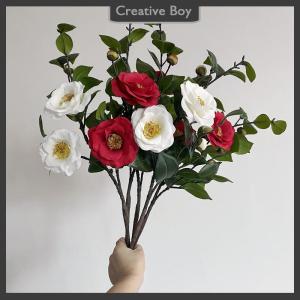 [Creative] 58cm High Quality Artificial Camellia Camellia Silk Flower Flower For DIY Home Garden Wedding Living Room Office Decoration
