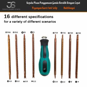 Set Obeng 16 in 1 Magnetic Bits Screwdriver High Hardness