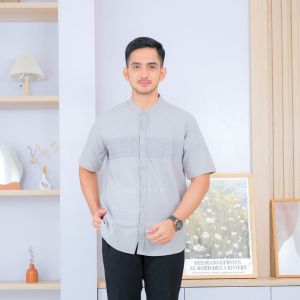 SHABIYAN Baju Koko Lengan Pendek Katun Bordir Motif Batik | 555