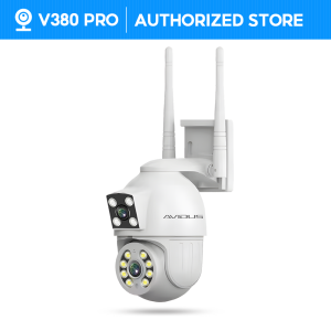 V380 PRO Q8S PLUS x AVIDUS Dual Lens CCTV Outdoor Wireless waterproof 360 Degree Full Color Night Vision Securit IP CCTV Camera For Home safe Human Motion Detection CCTV Connect to cp PTZ Control By Cellphone CCTV Camera Two-way Audio and Speaker