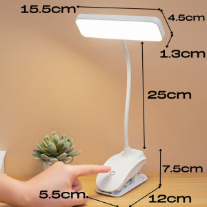 Flexible Gooseneck Brightness Folding USB Rechargeable LED Clip Table Lamp Study Desk Student Reading Book Eye Care Wireless Energy Saving Clamp Night Light Shade