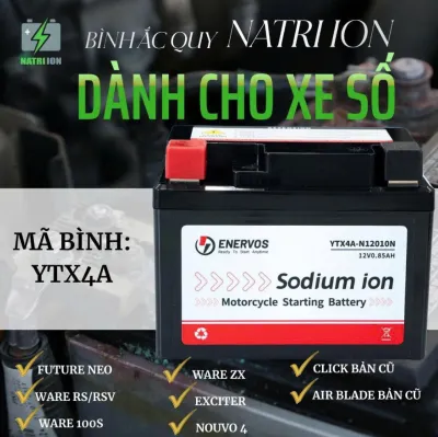Bình Ắc Quy Xe Máy Natri iOn YTX4A 12V-4Ah dùng cho WAVE RS/RSV FUTURE FI AIR BLADE110 Nouvo456