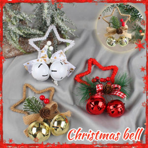 Christmas Bow Tie with Bell Mini Ribbon Bows for Xmas Tree Wreaths Hanging Pendant DIY Crafts New Year Home Decorations