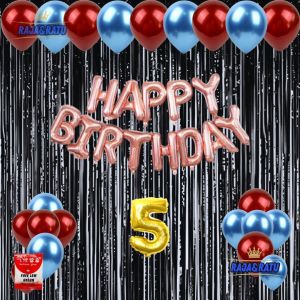 Paket Dekorasi Pesta Balon Happy Birthday Rosegold Set Dekor Ulang Tahun Tirai Hitam Simple