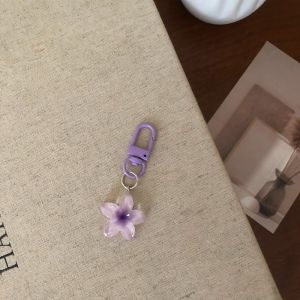 CANICE 1/5Pcs Sweet Colorful Flower Keychain Pendant Rope Decoration Hanging Jewelry Car Key Ring Resin Mini Keychain Student