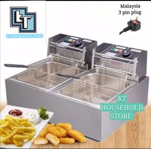 KT WARE 2 x 8L Electric Stainless Steel Deep Fryer Commercial Portable Double Tank dapur elektrik kentang goreng