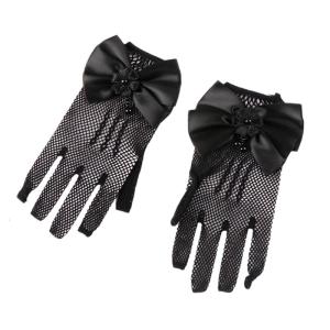 1 pair Flower Girls Glovs Formal Occasion Gloves with Lace and Imitation Pearls Touches Bride Party Ceremony Accessories