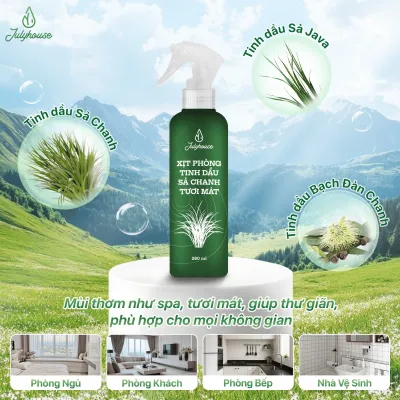 Bình xịt phòng Sả Chanh và Bạc Hà 280ml JULYHOUSE thơm phòng khử mùi hiệu quả