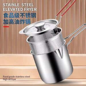 304 stainless steel Home small deep fryer milk pan fried chicken oil saving mesh