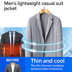 เสื้อแจ็คเก็ตสูทธุรกิจผู้ชายฤดูร้อนเสื้อแจ็คเก็ตผ้าไหมน้ําแข็งบางเฉียบชุดป้องกันแสงแดดผู้ชายสวมใส่เป็นทางการ