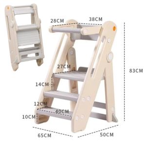 [SG SELLER] Montessori Kids Toddler Tower Kitchen Step Stool with Adjustable Height Learning Helper Natural Wood