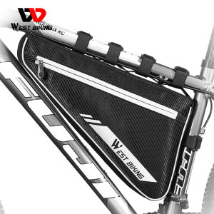 WEST BIKING 4L Bicycle Tube Bag Reflective MTB Road Bike Triangle Bag Cycling Frame Front Repair Tools Bags Pannier Bicycle Bag