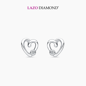 LAZO DIAMOND Minimalist Heart Swirl Diamond Stud Earrings in 375/9K White Gold
