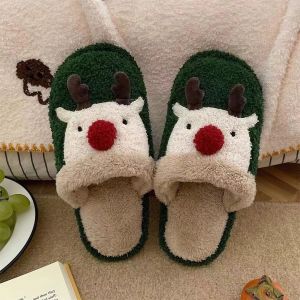 ET lady slippers Elk Cotton Slippers Ins Fashion Home Non-slip Plush Furry Reindeer Slipper For Christmas Gift
