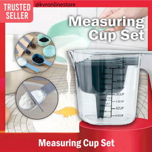 9pcs Multipurpose Plastic Stainless Steel Baking Cooking Tool Measuring Cup Spoon Set Teaspoon Powder Milk Flour Kitchen Sudu Cawan Penyukat