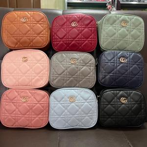 TAS SELEMPANG WANITA 2IN1 HANDBAG POUCH KULIT BAHAN TEBAL BAGUS MOTIF KOTAK BESAR
