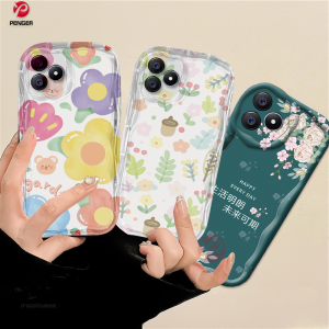 (Lokal Ready) PENGER Casing hp Realme C53 C55 C33 C31 C30 C35 C21Y C25Y C11 C20 C15 C12 C25S Realme 10 5 5i 6i C3 8 7 6Pro C2 8i 7i C17 A1K Casing Ponsel TPU Tepi Bergelombang Lembut 3D Bahagia Setiap Hari Taman Bunga Case