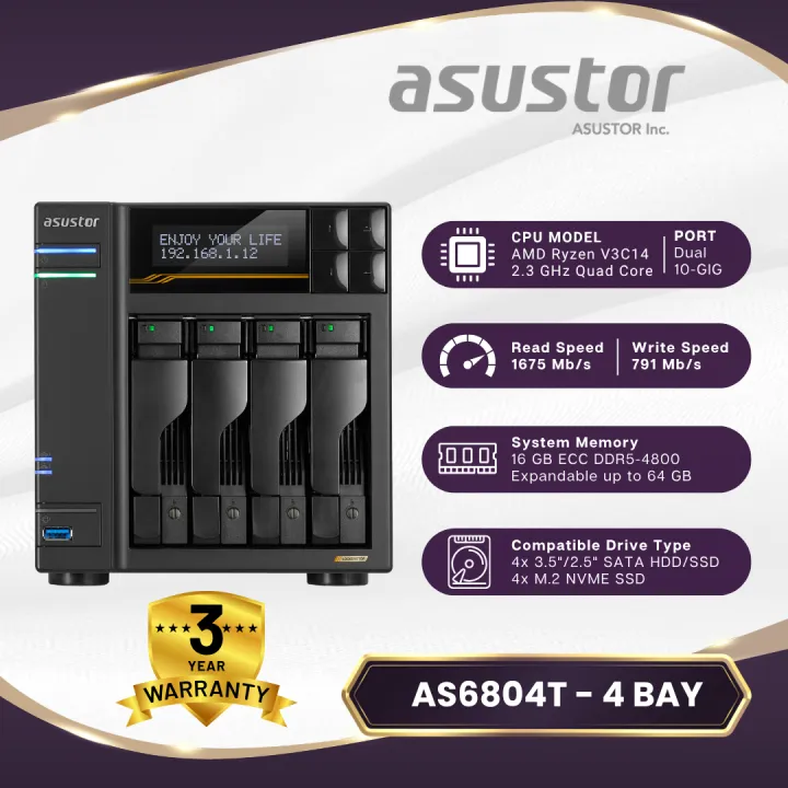 AS68 series NAS Asustor Lockerstor Gen3 AS6804T (4bay) / AS6806T (6bays) / AS6808T (8 bays)/ AS6810T (10 bays)