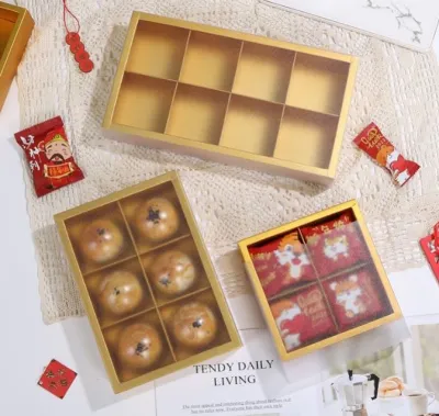 Gold gift box food tray takeaway box mooncake box gold packaging paper box tart pastry boxes