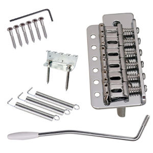 Electric Guitar Tremolo Bridge Set Black Silver for Fender Strat Squier Electric Guitar Replacement