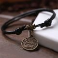 XZCXC Men Ankle Chain Bracelet Sandal Personality South Black Rope Foot Jewelry Foot Chain 12 Constellations Anklet. 