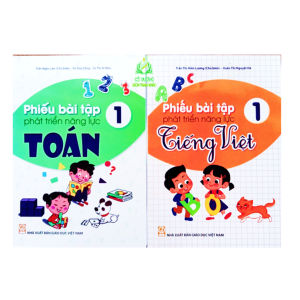 Sách - Combo Phiếu bài tập phát triển năng lực Toán - Tiếng Việt Lớp 1
