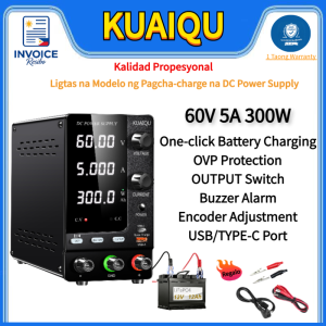 KUAIQU Adjustable Regulated DC Power Supply 12V 24V 30V 48V 60V with Encoder Knob OCP Protection USB-A & Type-C Fast Charge Precision Control for Lab Repair Lithium Battery Charging & DIY Projects