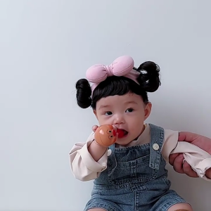 Baby Wig Bangs Headband Fashionable Bun Wig Hairpieces Solid Headwear Girls Hair Accessories for Newborns and Toddlers