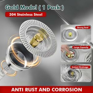 Drain Filter Strainer Stopper Anti-blocking Spring Launching Plug Stainless Steel Waste Collector 水槽过滤网 水槽盖