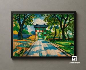 Tranh Nghệ thuật "Khuê Văn Các Quốc Tử Giám" VIETSMART ART - Acrylic trên toan vải 60 x 90cm