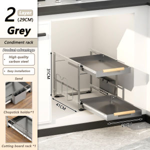 Kitchen Dish Rack Cutlery Rack Pull-Out Kitchen Cabinet Sink Storage Rack with Stand Metal Organizing Rack