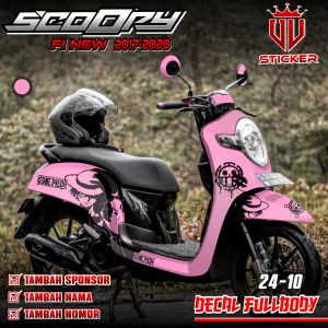 Decal Sticker - Sticker Decal Motor Honda Scoopy Fi 2017 2018 2019 2020 Full body Desain One Piece bajak Laut LuffyJepang Terbaru UV 24-10