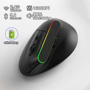 Kebidumei RGB Vertical Mouse 2.4G Wireless Mouse Dual Mode Bluetooth Mouse Ergonomic Mouse Rechargeable Mice Silent Mouse for PC Laptop
