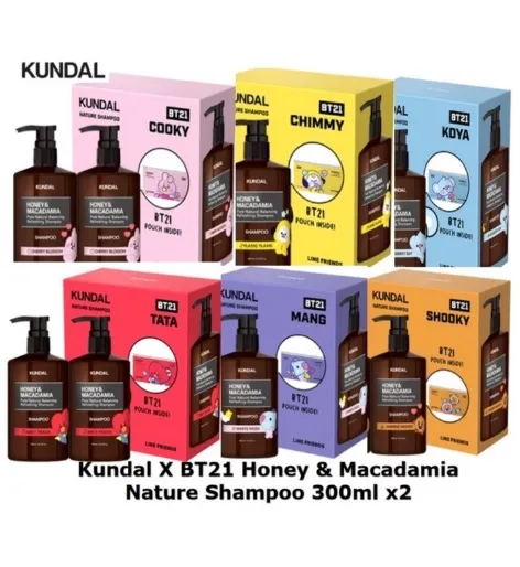 Kundal X BT21 Honey & Macadamia Nature Shampoo 300ml x2 [Cherry