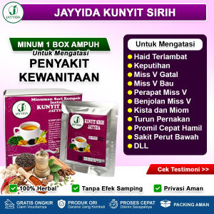 Jamu Perapat Miss V Wanita Terampuh Permanen Rapet Keset Wangi Kembali Seperti Perawan - Jayyida Kunyit Sirih 12 Sachet